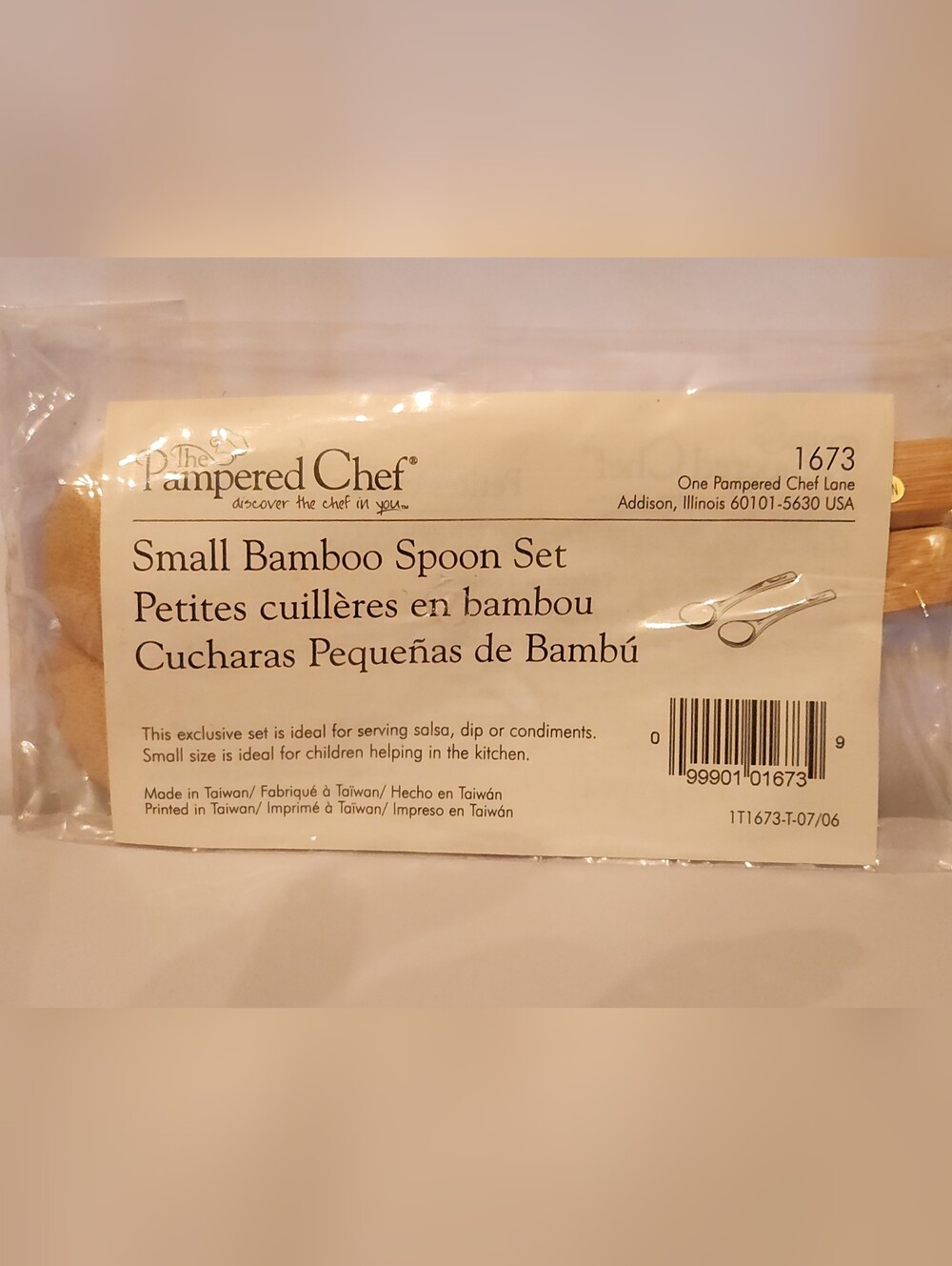 Pampered Chef Small Bamboo Spoon Set NEW